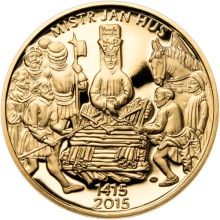 Sada zlatého dukátu a stříbrného odražku Jan Hus - I. - proof
