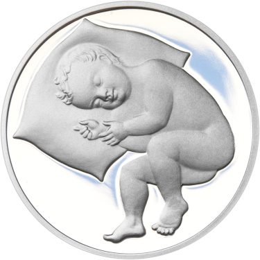 Náhled Reverzní strany - Stříbrný medailon k narození dítěte 2015 - 28 mm