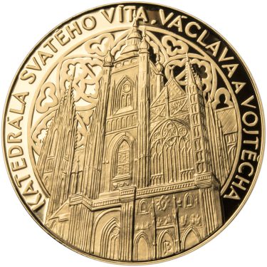 Náhled Averzní strany - Pozlacená stříbrná medaile Katedrála sv. Víta, Václava a Vojtěcha Proof