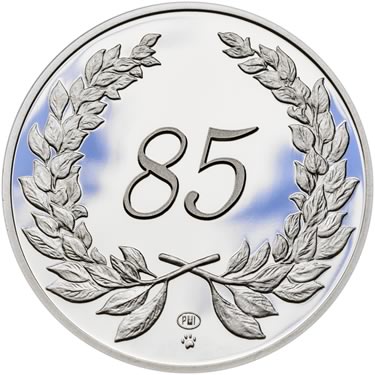 Náhled Averzní strany - Medaile k životnímu výročí 85 let - 1 Oz stříbro Proof