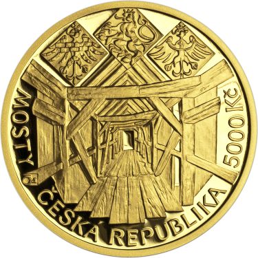 Náhled Reverzní strany - Zlatá mince 5000 Kč 2013 Dřevěný most v Lenoře proof