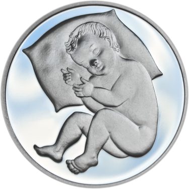 Náhled Averzní strany - Stříbrný medailon k narození dítěte 2015