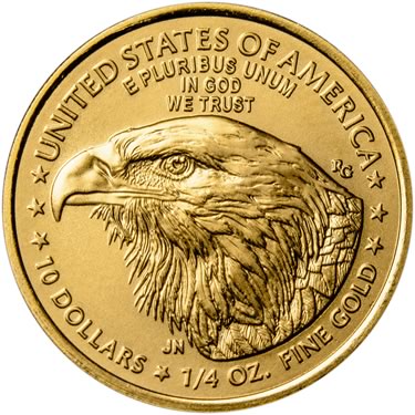Náhled Reverzní strany - 1/4 OZ American Eagle Gold - Investiční zlatá mince